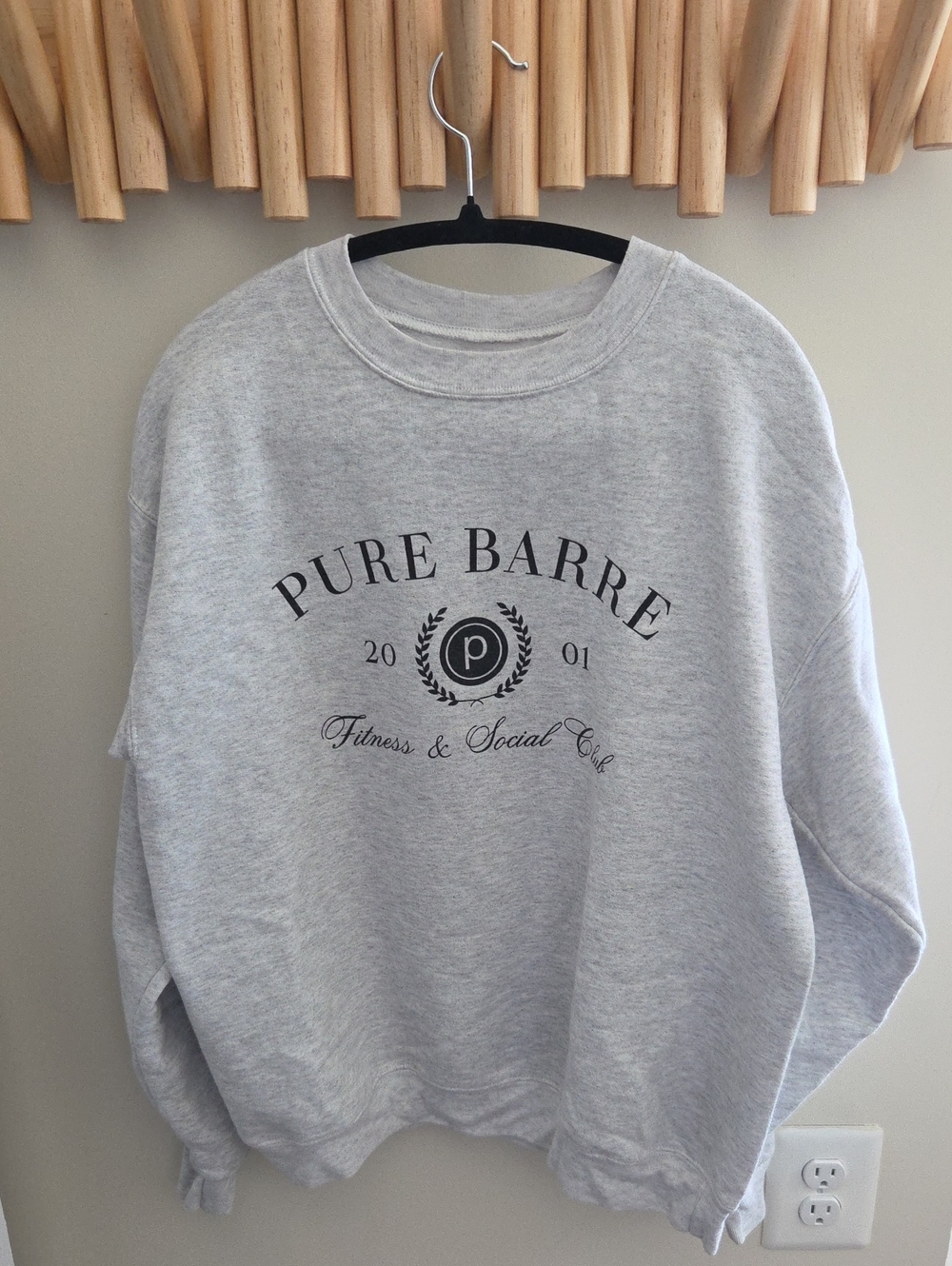 Pure Barre Light Heather Gray Sweatshirt with Black Logo